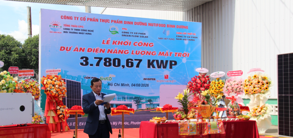 Green Flow Solar Khởi công dự án điện mặt trời áp mái 3,78 MWp tại Nutifood Bình Dương - Ảnh 1