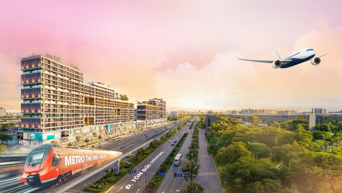 FIATO AIRPORT CITY cách sân bay quốc tế Long Thành 10 phút, cách ga metro Thủ Thiêm - Long Thành 500 m.