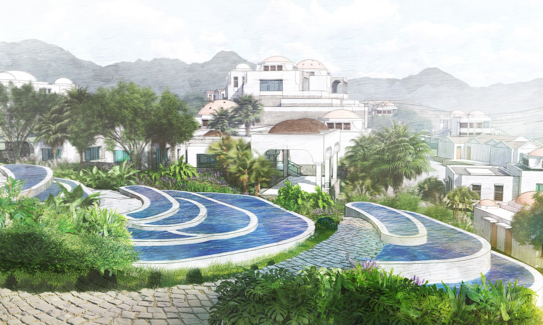 Công viên suối khoáng nóng nằm trong tổ hợp dự án của Sun Group tại Kim Bôi, Hòa Bình