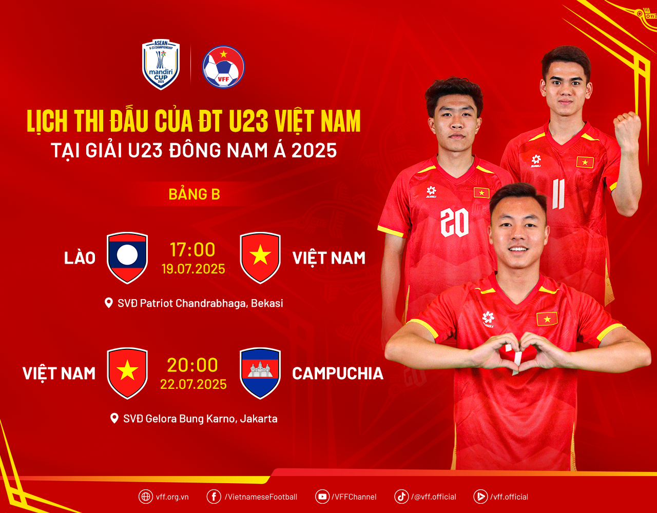 Lịch thi đấu của đội tuyển U23 Việt Nam tại Bảng B, giải vô địch U23 Đông Nam Á 2025