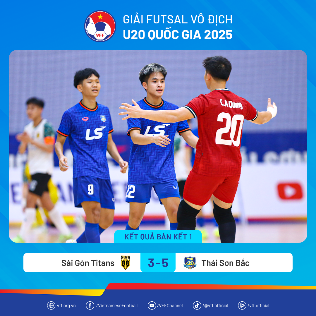 Đội bóng futsal U20 Thái Sơn Bắc thắng 5-3 U20 Sài Gòn Titans