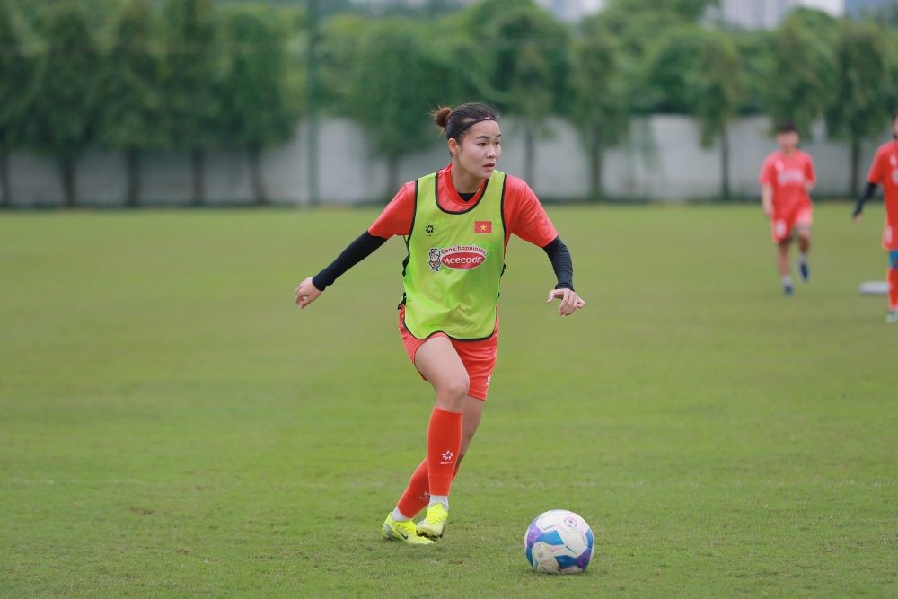 Hậu vệ Lương Thị Thu Thương trong màu áo đội tuyển quốc gia