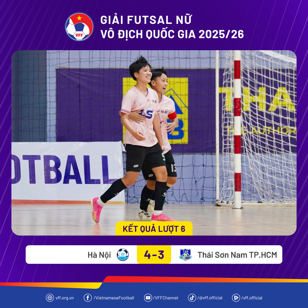 Futsal nữ Hà Nội giành chiến thắng sít sao trước Thái Sơn Nam TP. Hồ Chí Minh trong trận bế mạc