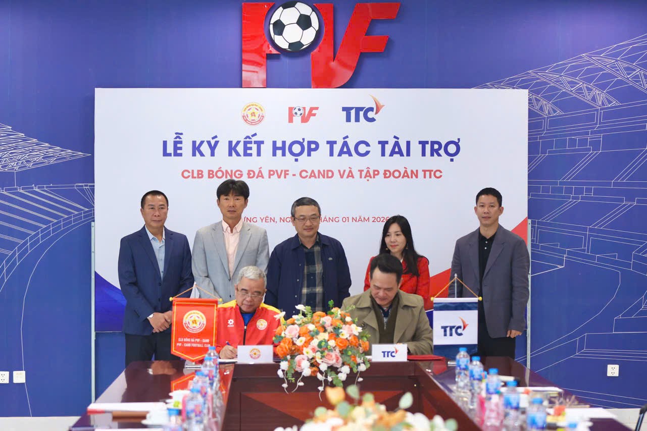 Tập đoàn TTC ký kết hợp tác tài trợ với CLB Bóng đá PVF - CAND