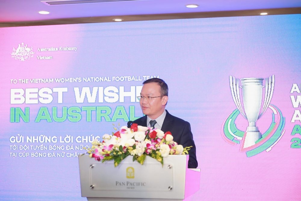 Ông Nguyễn Hồng Minh, Phó Cục trưởng Cục Thể dục Thể thao Việt Nam phát biểu tại buổi lễ