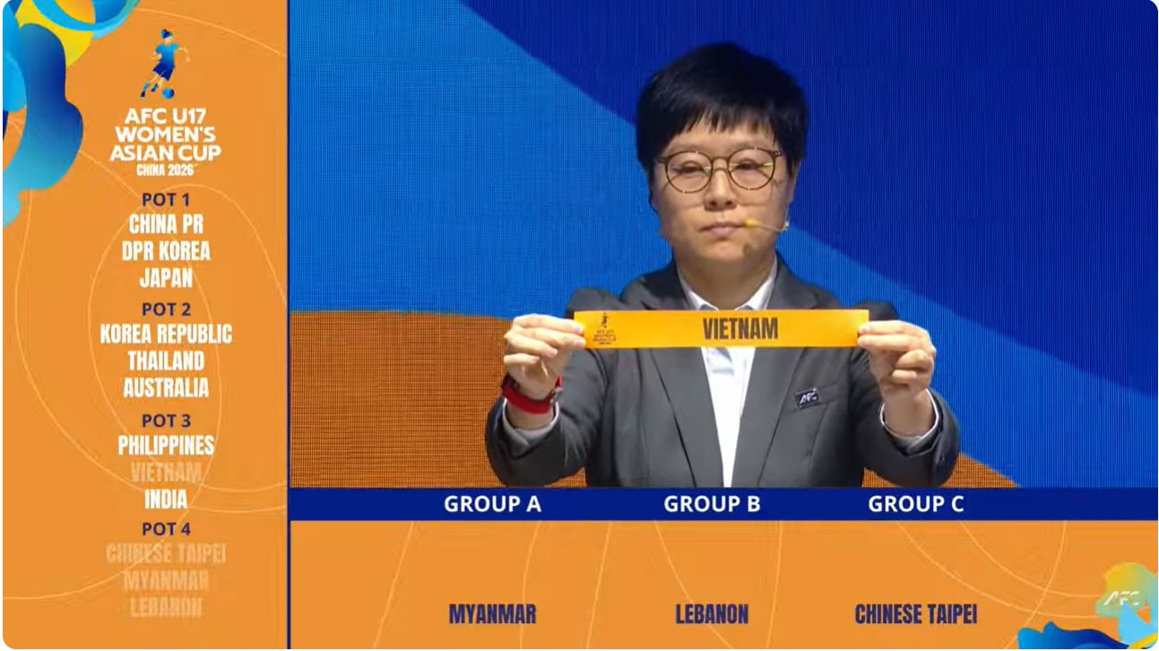 Liên đoàn Bóng đá châu Á (AFC) tổ chức Lễ bốc thăm chia bảng Vòng chung kết giải vô địch U17 nữ châu Á 2026