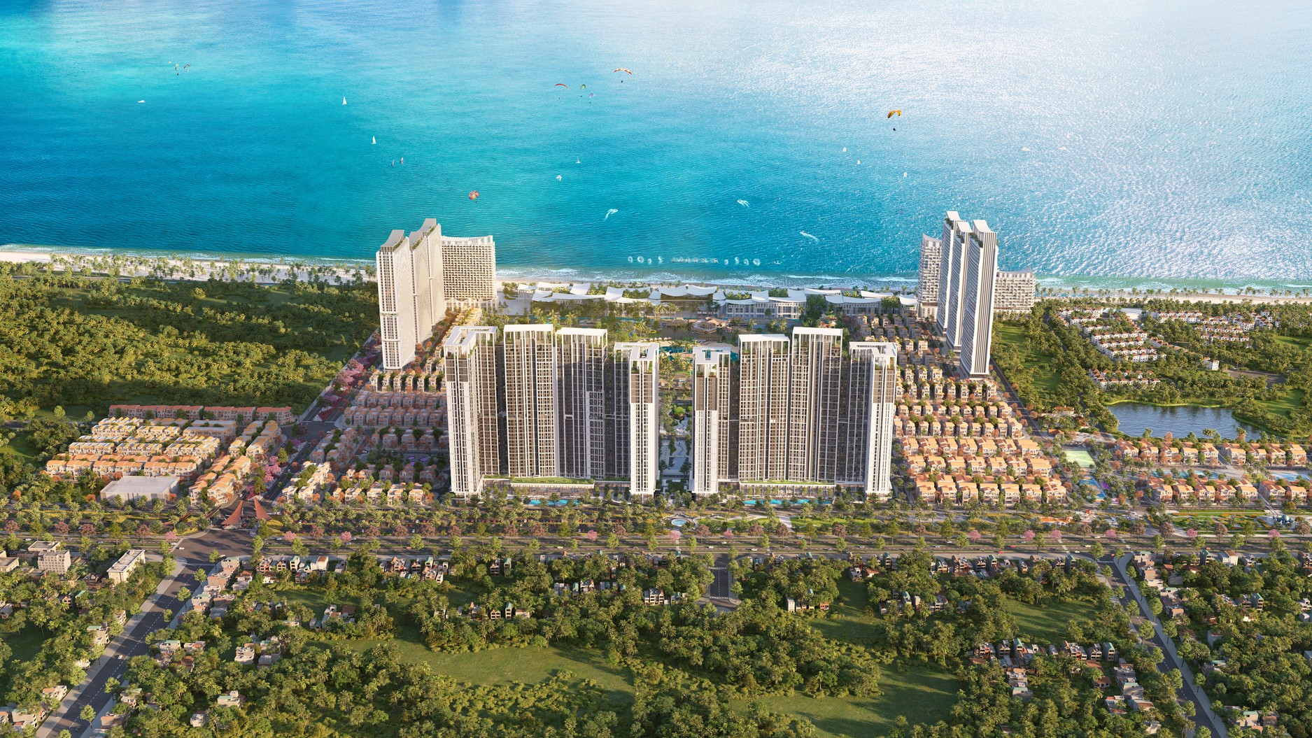Các tòa tháp Beacon Tower khắc họa biểu tượng hải đăng. Ảnh phối cảnh: Sun Property