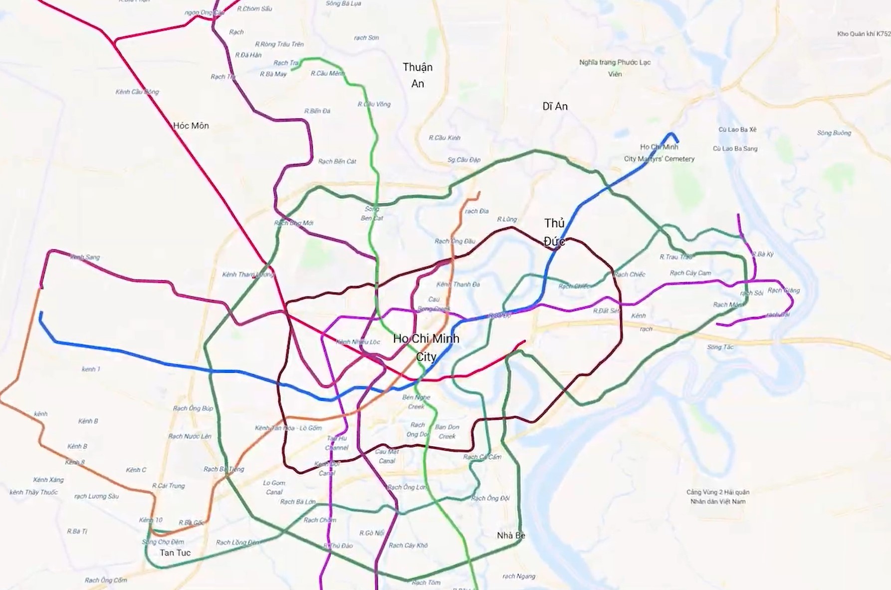 Mạng lưới metro theo Đồ án quy hoạch chung của TPHCM đến năm 2040, tầm nhìn đến 2060 đã được Chính phủ phê duyệt sẽ có 27 tuyến với 1024km.  (Ảnh: MAUR)