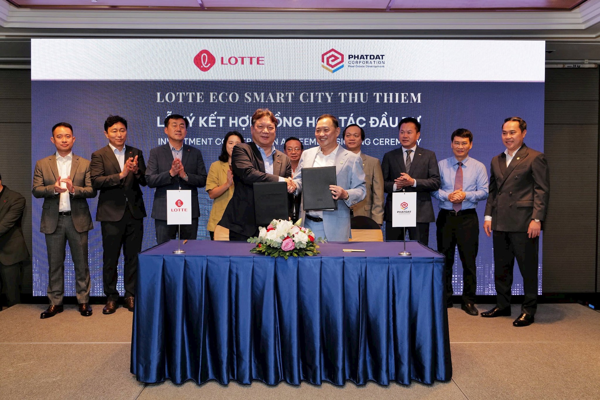 Tập đoàn Lotte và Công ty CP Phát triển Bất động sản Phát Đạt chính thức ký kết hợp đồng hợp tác đầu tư dự án Lotte Eco Smart City Thu Thiem. 