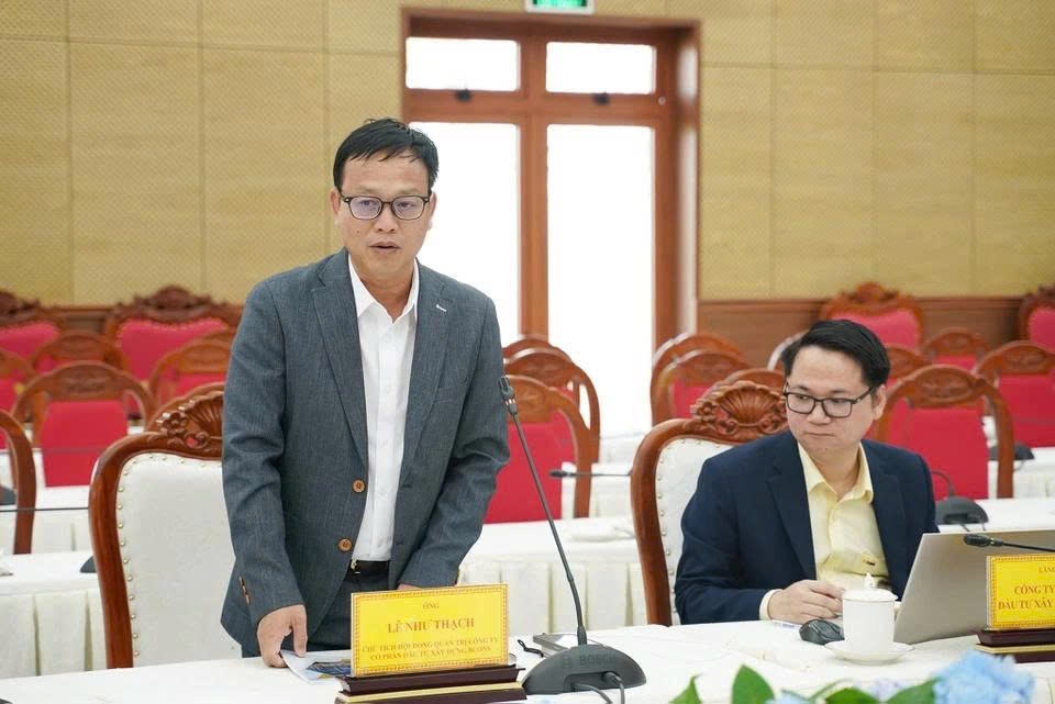 Ông Lê Như Thạch, Chủ tịch HĐQT CTCP Đầu tư Xây dựng Bcons phát biểu tại buổi làm việc với UBND tỉnh Lâm Đồng. (Ảnh: Lamdong.gov.vn)