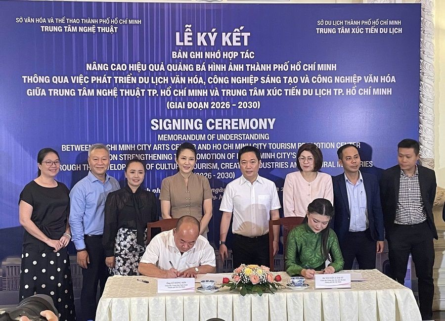 Trung tâm Xúc tiến Du lịch TPHCM và Trung tâm Nghệ thuật TPHCM ký kết Biên bản ghi nhớ hợp tác (MoU) giai đoạn 2026-2030 - (Ảnh: BTC)