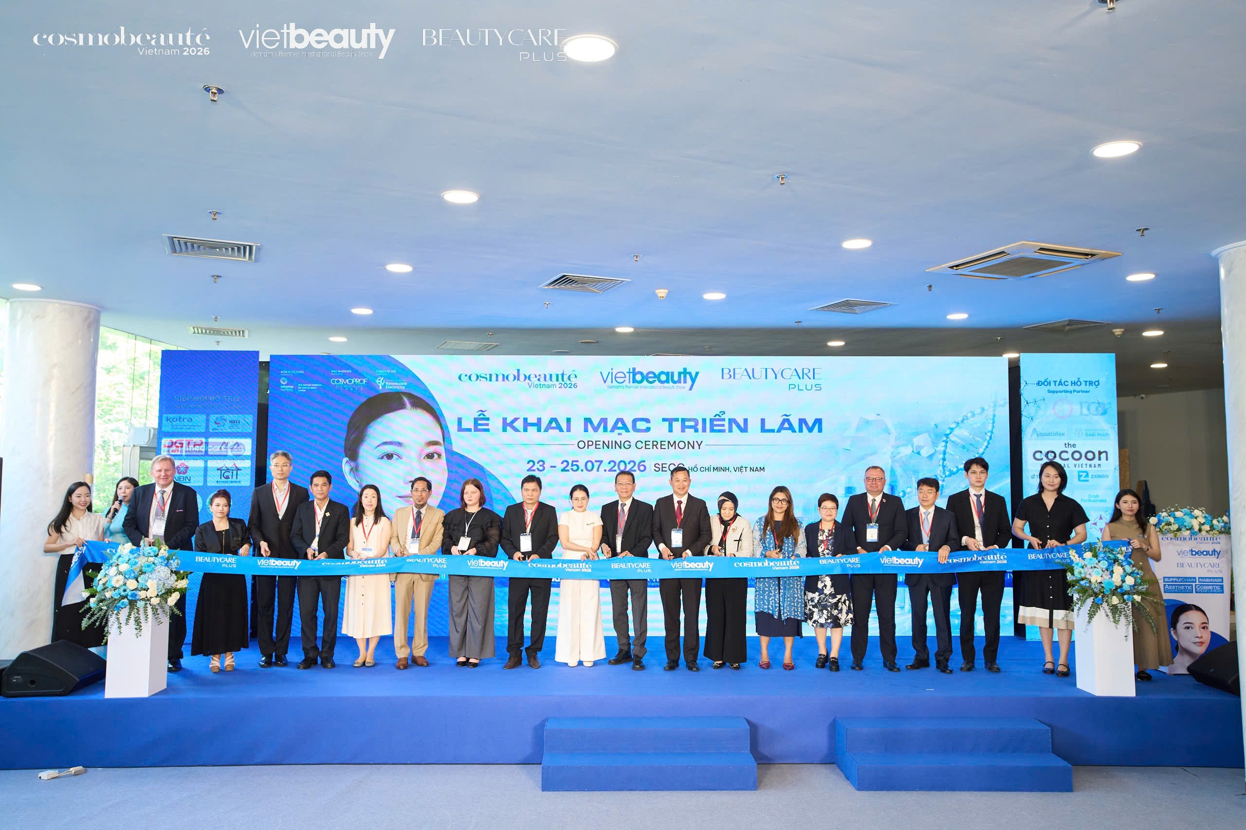 Chuỗi triển lãm quốc tế Vietbeauty, Cosmobeauté Vietnam và Beautycare Plus 2026 chính thức khai mạc vào sáng ngày 23/7, tại SECC, TP.HCM. (Ảnh: BTC)