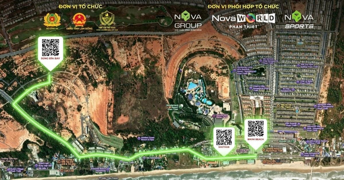 Sơ đồ vị trí các khu vực thi đấu Cúp Bắn súng mùa Hạ 2026 tại NovaWorld Phan Thiet