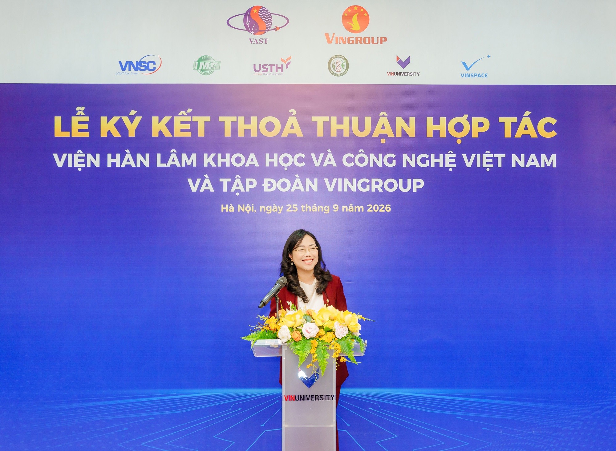 TS. Lê Mai Lan, Phó Chủ tịch Tập đoàn Vingroup, Chủ tịch Hội đồng Trường Đại học VinUni kêu gọi nhanh chóng triển khai các hoạt động hợp tác tạo ra kết quả thực tế.