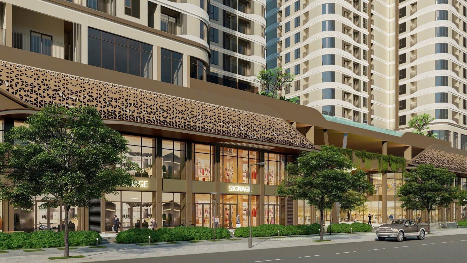 Phối cảnh khu shophouse thương mại dự án. (Ảnh: CĐT)