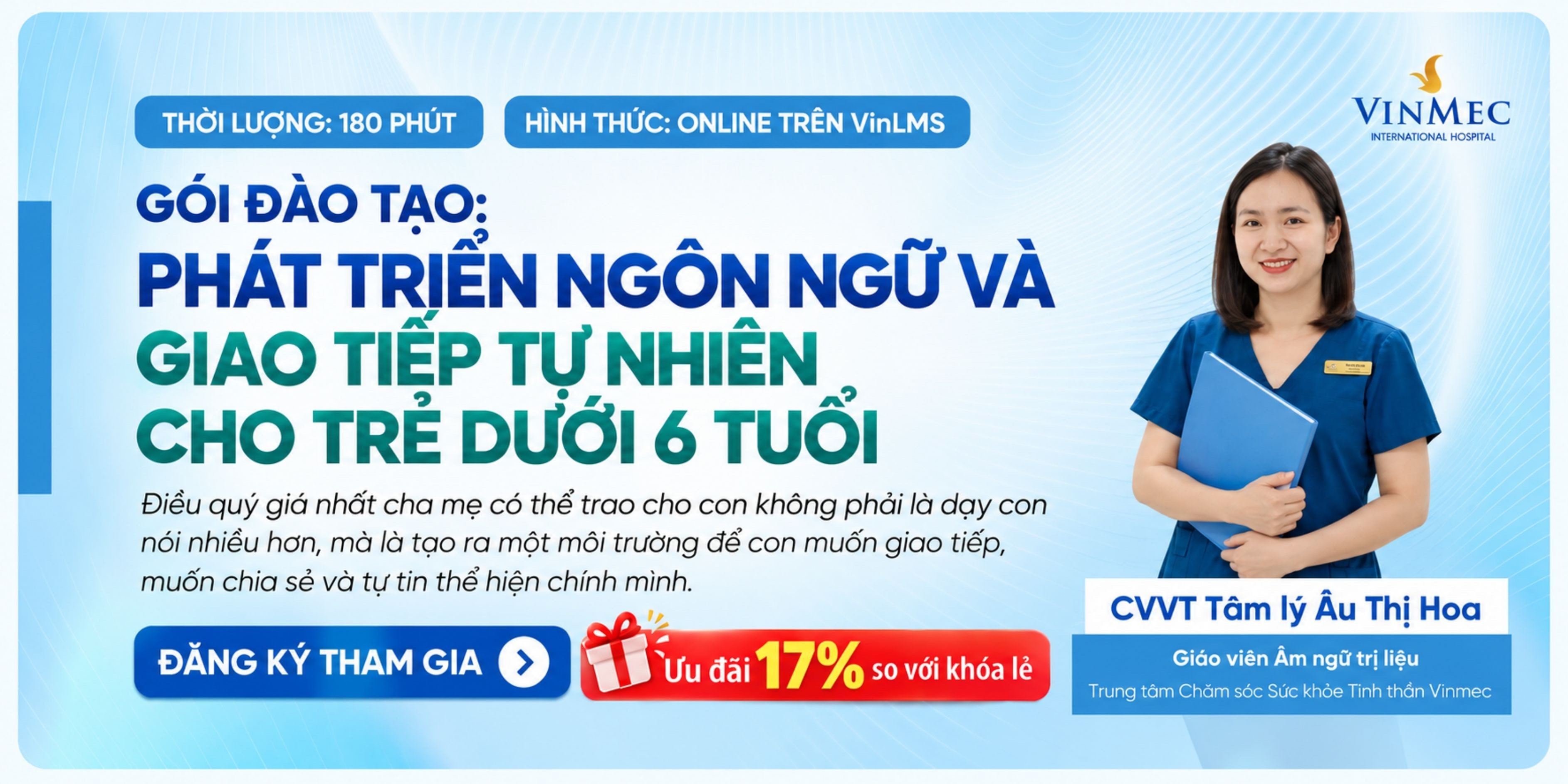 Gói đào tạo đầu tiên trên nền tảng học trực tuyến IMHC+ dành riêng cho trẻ dưới 6 tuổi, với sự đồng hành từ chuyên gia từ Trung tâm Sức khỏe Tinh thần tích hợp Vinmec. (Ảnh: Vinmec)