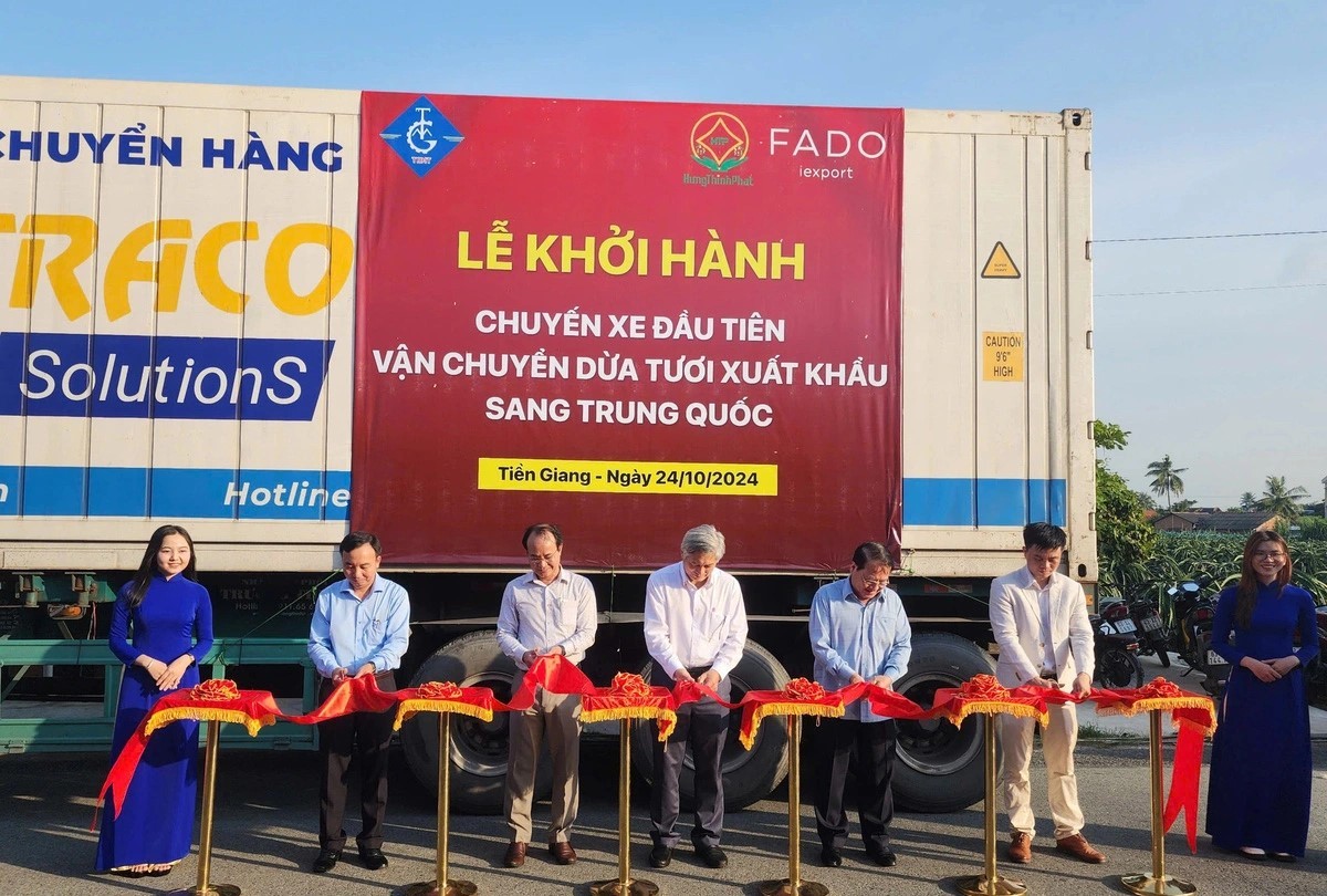 Tiền Giang xuất khẩu lô dừa tươi đầu tiên sang Trung Quốc tiếp tục khẳng định vị thế 'thủ phủ' trái cây