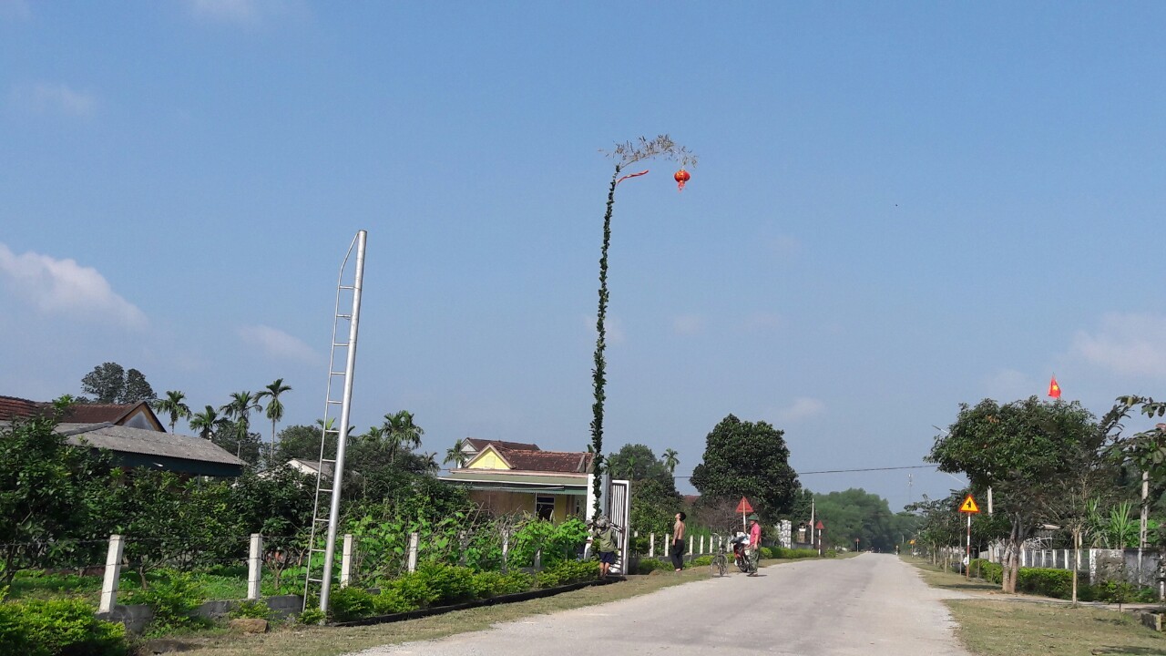 Hà Tĩnh: Người dân khắp nơi dựng cây nêu đón Tết