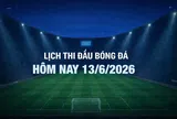 Lịch thi đấu bóng đá hôm nay 13/6/2026 và rạng sáng 14/6/2026