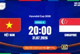 VTV6 trực tiếp bóng đá Việt Nam vs Singapore AFF Cup 2026 20h00 hôm nay 31/7/2026