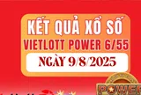 Kết quả xổ số Vietlott hôm nay 9/8/2025 - Xổ số Power 6/55