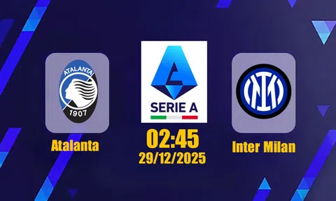 Trực tiếp bóng đá Atalanta vs Inter Milan, Serie A, 02h45 hôm nay 29/12/2025