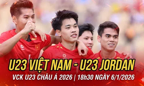 VTV5, VTV Cần Thơ trực tiếp bóng đá U23 Việt Nam vs U23 Jordan 18h30 hôm nay 6/1/2026