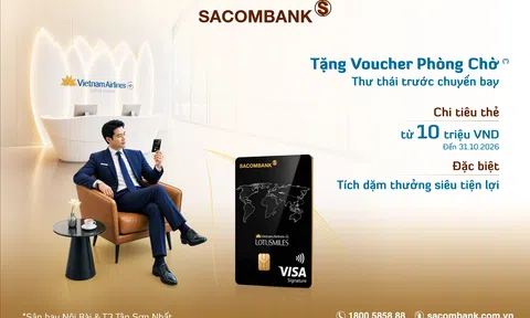 SACOMBANK  tặng 500 voucher phòng chờ Bông Sen cho chủ thẻ SACOMBANK Vietnam Airlines Visa