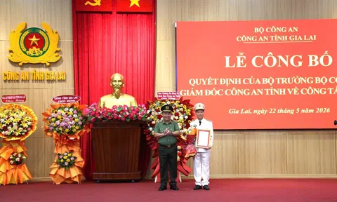 Công an tỉnh Gia Lai kiện toàn bộ máy lãnh đạo, công bố hàng loạt quyết định về công tác cán bộ