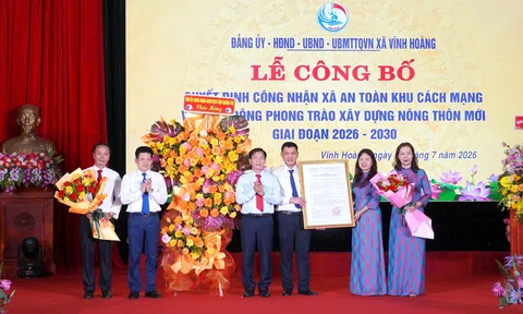 Xã Vĩnh Hoàng đón nhận Quyết định xã An toàn khu cách mạng và phát động phong trào xây dựng nông thôn mới giai đoạn 2026 - 2030