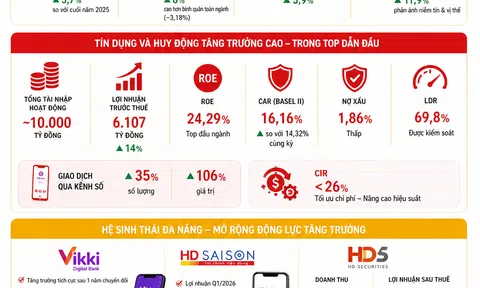 [Infographic] HDBank bứt phá lợi nhuận quý 1/2026, giữ vững nhóm dẫn đầu hiệu quả sinh lời