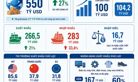 [Infographic] Xuất khẩu duy trì sức bật, Việt Nam tiến gần dấu mốc 1.000 tỷ USD kim ngạch
