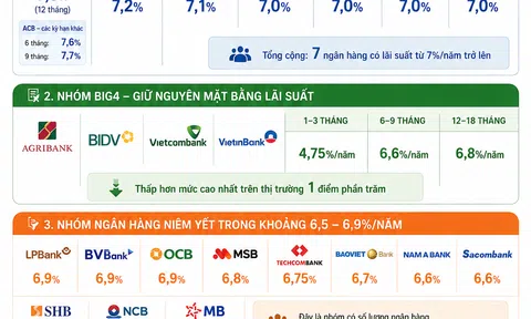 [Infographic] Lãi suất tiền gửi ngày 22/7: Phần lớn ngân hàng duy trì vùng 6,5-6,9%/năm
