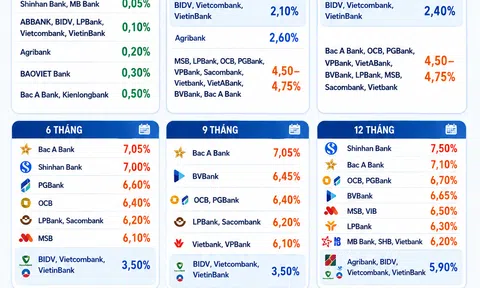 [Infographic] Lãi suất tiết kiệm ngày 3/8: Kỳ hạn từ 6 tháng trở lên vẫn hấp dẫn người gửi tiền