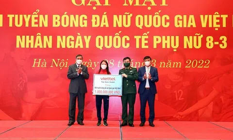 Viettel tặng Đội tuyển bóng đá nữ Việt Nam 1 tỷ đồng nhân dịp Quốc tế phụ nữ 8/3