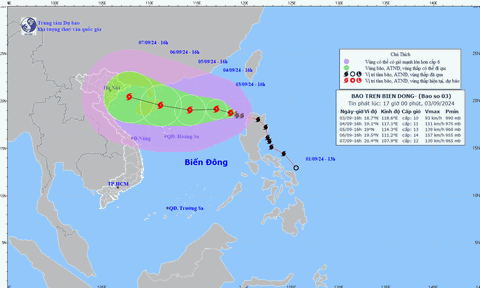 Bão số 3 khả năng rất cao ảnh hưởng trực tiếp đến vùng biển và đất liền khu vực Bắc Bộ và Bắc Trung Bộ