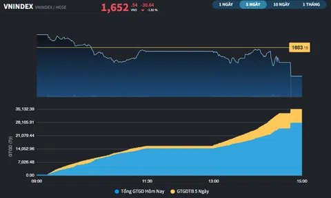 Phiên giảm hơn 30 điểm của thị trường chứng khoán Việt