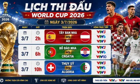 VTV3 VTV6 trực tiếp bóng đá World Cup hôm nay 3/7/2026