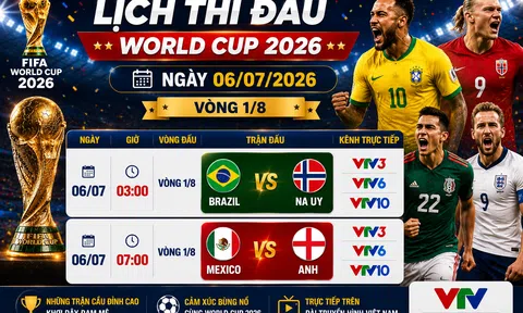 VTV3 VTV6 trực tiếp bóng đá World Cup hôm nay 6/7/2026