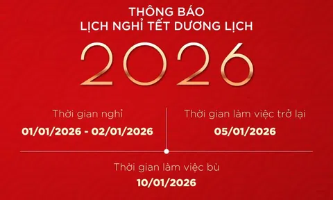 Lịch nghỉ Tết Dương lịch 2026 của các ngân hàng cập nhật mới nhất