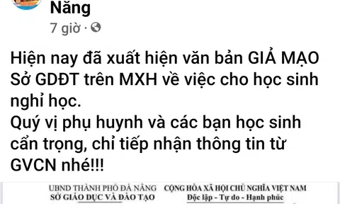 Đà Nẵng: Bác bỏ văn bản giả mạo cho học sinh nghỉ học do mưa lớn