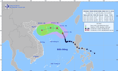 Bão số 7 tăng tốc giật cấp 14 trên Biển Đông, biển động dữ dội