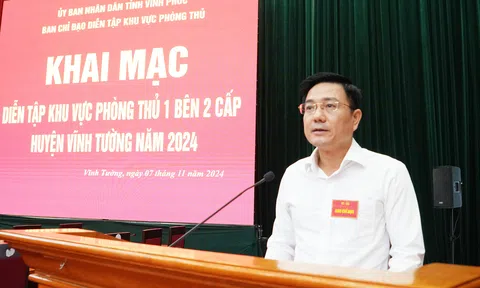 Huyện Vĩnh Tường (Vĩnh Phúc): Tổ chức diễn tập khu vực phòng thủ 1 bên 2 cấp