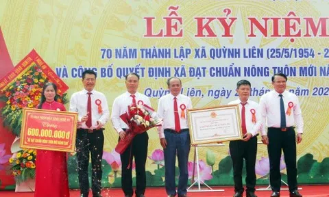 Nghệ An: Xã Quỳnh Liên kỷ niệm 70 năm thành lập và đạt chuẩn Nông thôn mới nâng cao