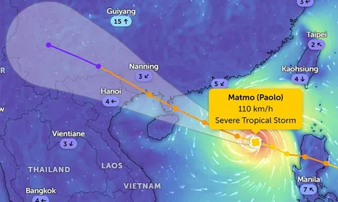 Bão Matmo di chuyển nhanh, gió giật dữ dội bao trùm vịnh Bắc Bộ