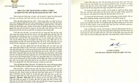 Thư của Chủ tịch nước Lương Cường gửi ngành Giáo dục nhân dịp khai giảng năm học 2025-2026