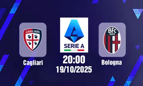 Trực tiếp bóng đá Cagliari vs Bologna, Serie A, 20h00 hôm nay 19/10/2025