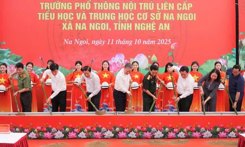 Tổng Bí thư Tô Lâm dự lễ khởi công Trường Phổ thông nội trú liên cấp Tiểu học và THCS tại vùng biên Nghệ An