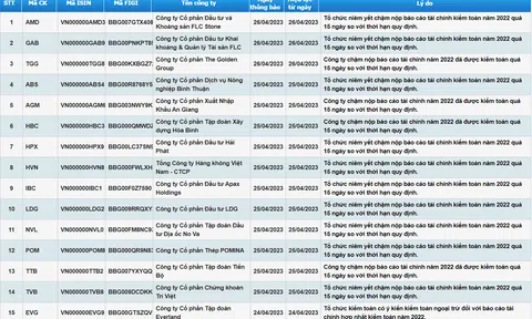 15 mã chứng khoán thuộc diện bị cảnh báo trong tuần từ 24-28/4/2023