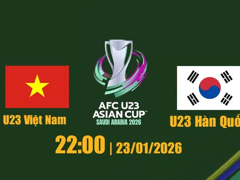 VTV2, VTV Cần Thơ trực tiếp bóng đá U23 Việt Nam vs U23 Hàn Quốc 22h00 hôm nay 23/1/2026
